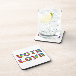 SlipperyJoe vote love equality rainbow-colored fur Beverage Coaster