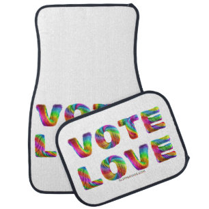 SlipperyJoe vote love equality rainbow-colored fur Car Floor Mat