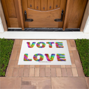 SlipperyJoe vote love equality rainbow-colored fur Doormat