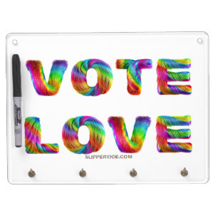 SlipperyJoe vote love equality rainbow-colored fur Dry Erase Board With Keychain Holder