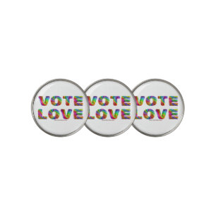 SlipperyJoe vote love equality rainbow-colored fur Golf Ball Marker