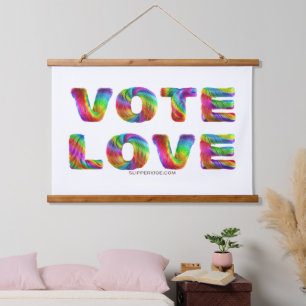 SlipperyJoe vote love equality rainbow-colored fur Hanging Tapestry