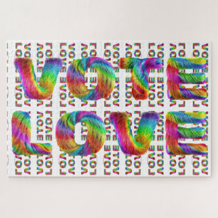 SlipperyJoe vote love equality rainbow-colored fur Jigsaw Puzzle