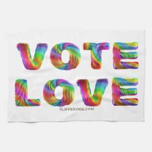 SlipperyJoe vote love equality rainbow-colored fur Kitchen Towel