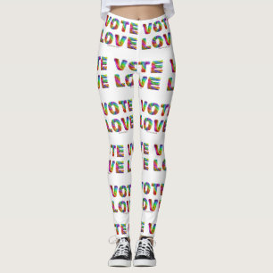 SlipperyJoe vote love equality rainbow-colored fur Leggings