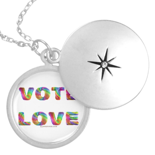 SlipperyJoe vote love equality rainbow-colored fur Locket Necklace (Front)