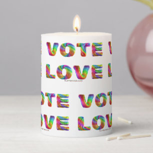 SlipperyJoe vote love equality rainbow-colored fur Pillar Candle