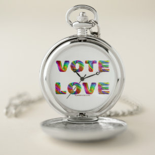 SlipperyJoe vote love equality rainbow-colored fur Pocket Watch