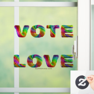 SlipperyJoe vote love equality rainbow-colored fur Window Cling