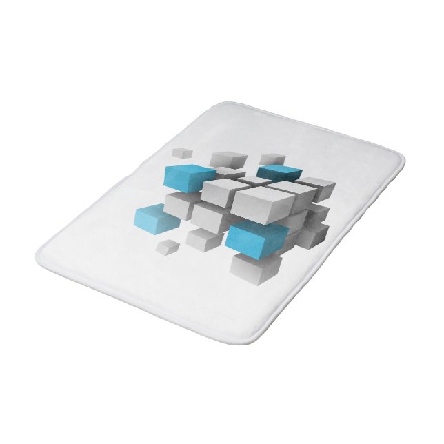 SlipperyJoe's 3D cubes captivating arrangement thr Bath Mat (Angled)
