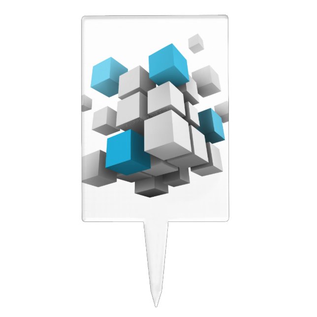 SlipperyJoe's 3D cubes captivating arrangement thr Cake Topper (Front)