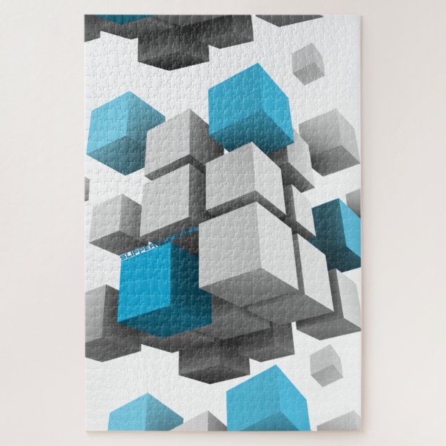 SlipperyJoe's 3D cubes squares three-dimensional d Jigsaw Puzzle (Vertical)