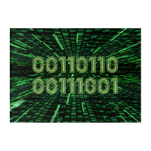SlipperyJoe's 69 binary code vibrant green compute Acrylic Print