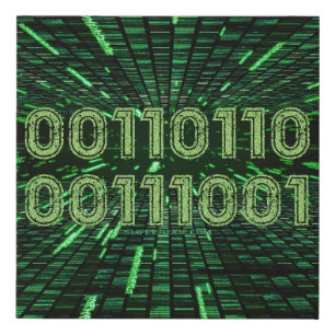 SlipperyJoe's 69 binary code vibrant green compute Faux Canvas Print