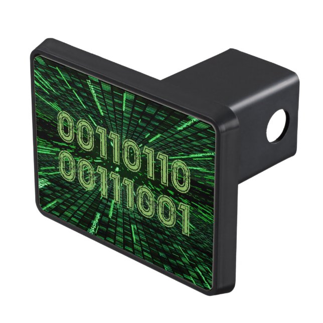 SlipperyJoe's 69 binary code vibrant green compute Hitch Cover (Top Right)