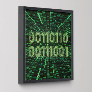 SlipperyJoe's 69 binary code vibrant green compute Peel And Stick Photo Tile