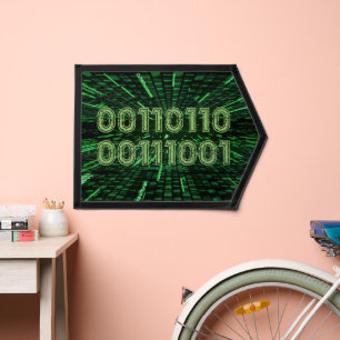 SlipperyJoe's 69 binary code vibrant green compute Pennant