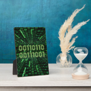 SlipperyJoe's 69 binary code vibrant green compute Plaque