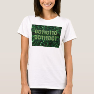 SlipperyJoe's 69 binary code vibrant green compute T-Shirt