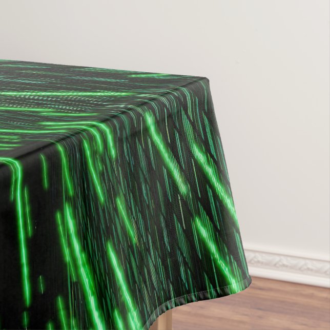 SlipperyJoe's 69 binary code vibrant green compute Tablecloth (In Situ)