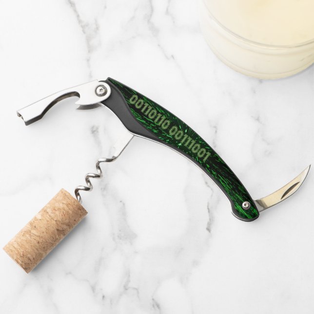 SlipperyJoe's 69 binary code vibrant green compute Waiter's Corkscrew (Front)