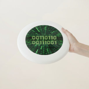 SlipperyJoe's 69 binary code vibrant green compute Wham-O Frisbee