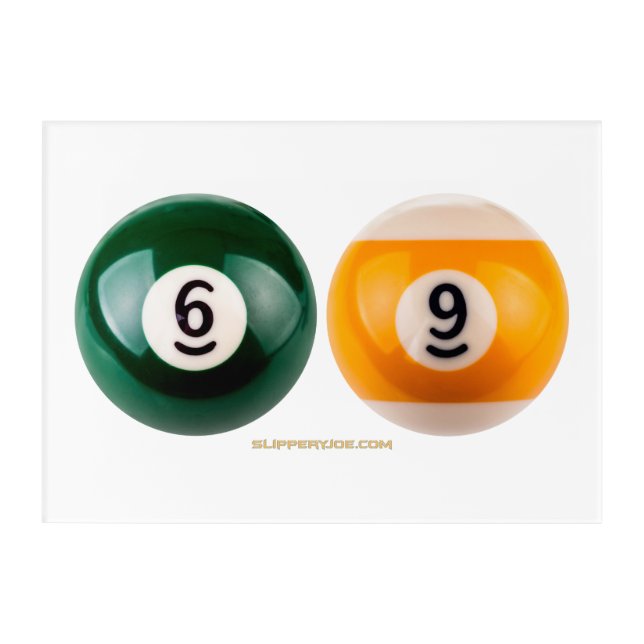 SlipperyJoe's 69 hard pool table two billiard ball Acrylic Print (Front)