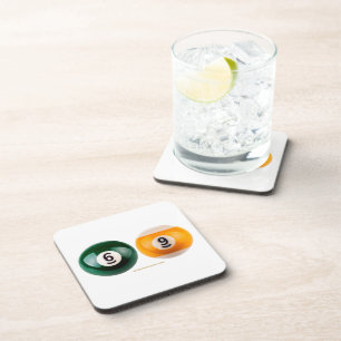 SlipperyJoe's 69 hard pool table two billiard ball Beverage Coaster