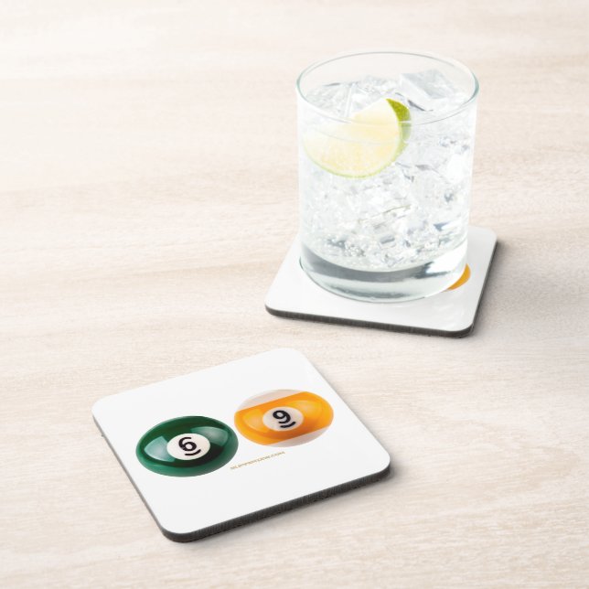 SlipperyJoe's 69 hard pool table two billiard ball Beverage Coaster (Right Side)