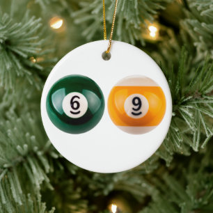 SlipperyJoe's 69 hard pool table two billiard ball Ceramic Ornament