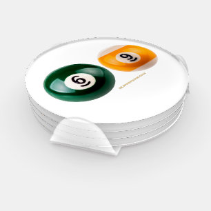 SlipperyJoe's 69 hard pool table two billiard ball Coaster Set