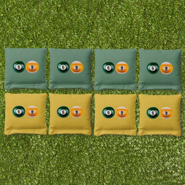 SlipperyJoe's 69 hard pool table two billiard ball Cornhole Bags (Set)
