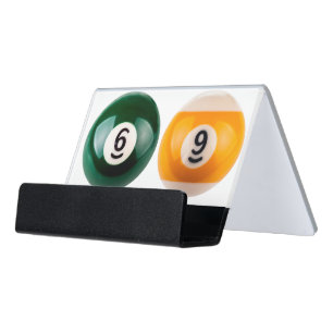 SlipperyJoe's 69 hard pool table two billiard ball Desk Business Card Holder