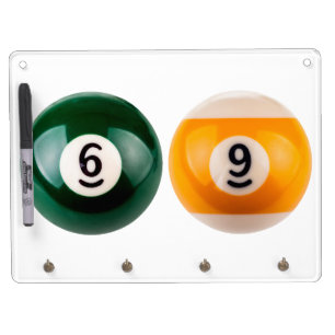 SlipperyJoe's 69 hard pool table two billiard ball Dry Erase Board With Keychain Holder