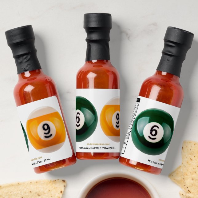 SlipperyJoe's 69 hard pool table two billiard ball Hot Sauces (Laydown)