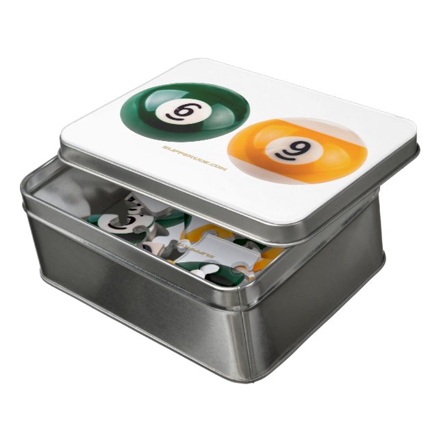 SlipperyJoe's 69 hard pool table two billiard ball Jigsaw Puzzle (Lid Open)