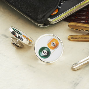 SlipperyJoe's 69 hard pool table two billiard ball Lapel Pin