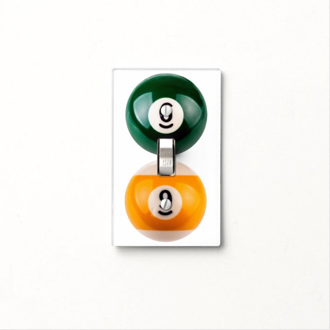 SlipperyJoe's 69 hard pool table two billiard ball Light Switch Cover (In Situ)