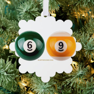 SlipperyJoe's 69 hard pool table two billiard ball Ornament Card