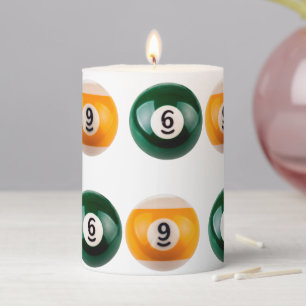 SlipperyJoe's 69 hard pool table two billiard ball Pillar Candle