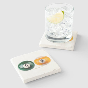 SlipperyJoe's 69 hard pool table two billiard ball Stone Coaster