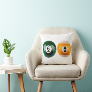 SlipperyJoe's 69 hard pool table two billiard ball Throw Pillow