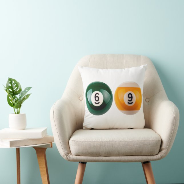 SlipperyJoe's 69 hard pool table two billiard ball Throw Pillow (Chair)