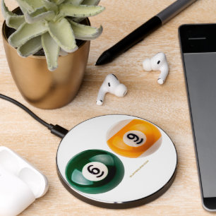 SlipperyJoe's 69 hard pool table two billiard ball Wireless Charger