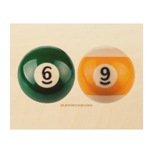 SlipperyJoe's 69 hard pool table two billiard ball Wood Wall Art