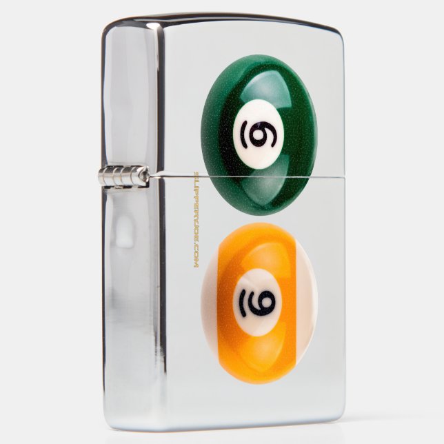 SlipperyJoe's 69 hard pool table two billiard ball Zippo Lighter (Right)