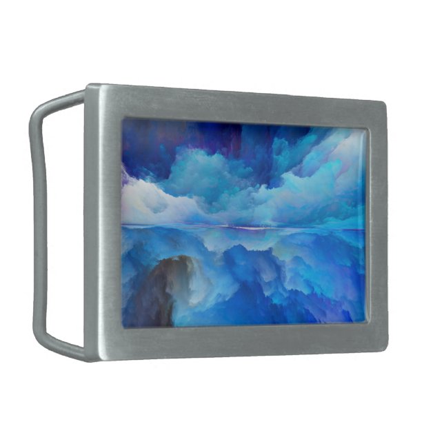 SlipperyJoe's abstract cloud artwork colorful surr Belt Buckle (Front Left)