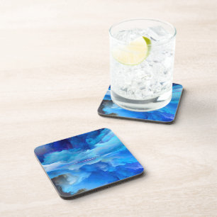 SlipperyJoe's abstract cloud artwork colorful surr Beverage Coaster