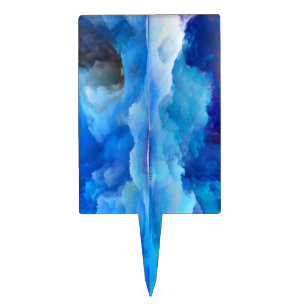 SlipperyJoe's abstract cloud artwork colorful surr Cake Topper