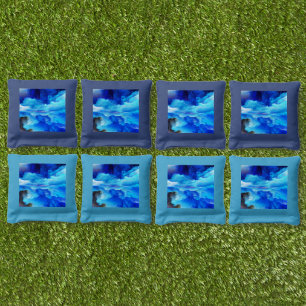 SlipperyJoe's abstract cloud artwork colorful surr Cornhole Bags